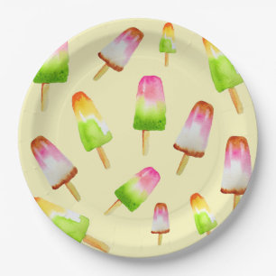 Yummy rainbow popsicle party paper plates