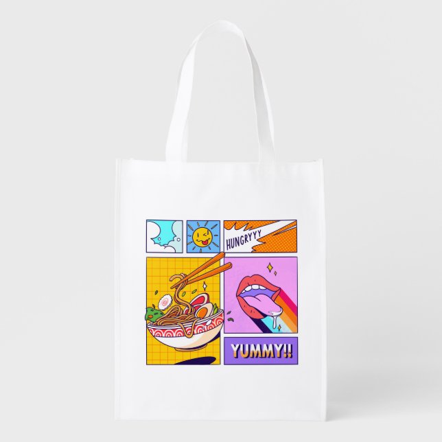 Yummy Ramen Grocery Bag (Front)