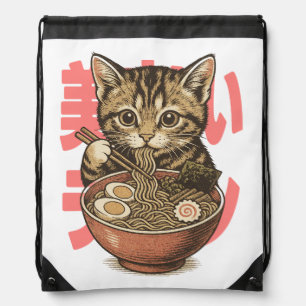Yummy Ramen Kitten Drawstring Bag
