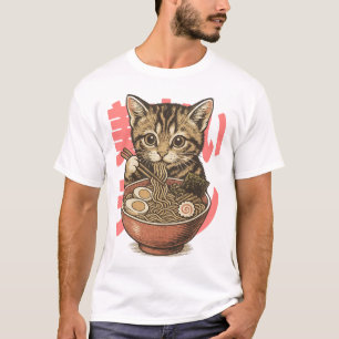 Yummy Ramen Kitten White T-Shirt
