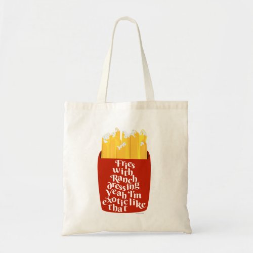 Yummy  Ranch on Fries Slogan Fun Cartoon Tote Bag