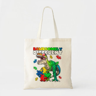 Yummy Rawrsomely Different Dinosaur Autism Awarene Tote Bag
