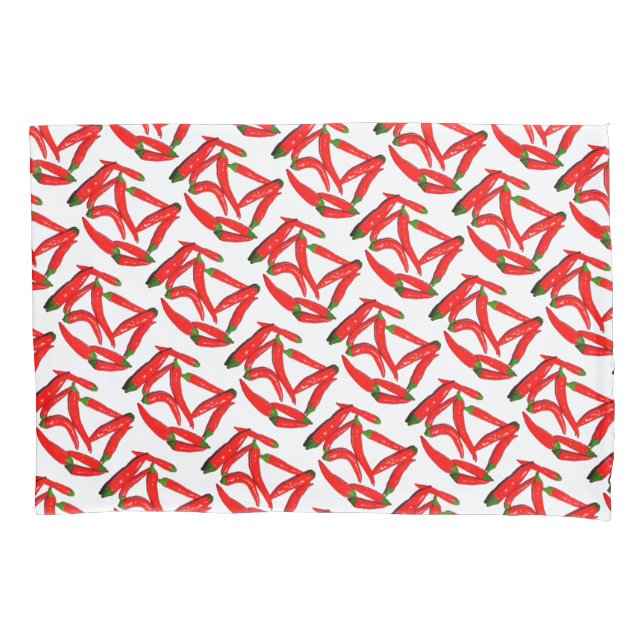 Yummy Red Hot Spicy Chili Peppers Pattern Pillow Case (Front)