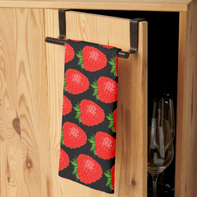 Yummy Red Strawberry World Funky Pattern Kitchen Towel (Thirds Fold)