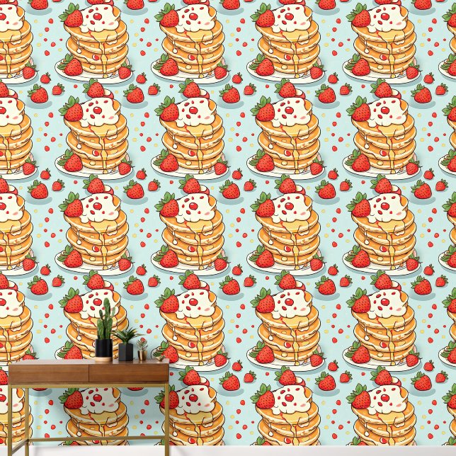 Yummy Retro Mid-Century Pancakes Breakfast  Wallpaper (Hallway)