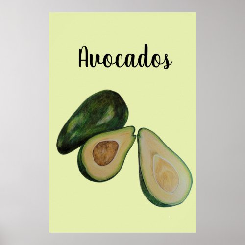 Yummy Ripe Avocados Ready to Eat Art Throw Pillow Poster