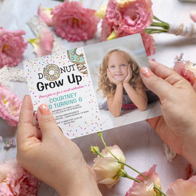 Yummy Scrummy 'Donut Grow Up' Photo Kids Birthday Invitation (Creator Uploaded)