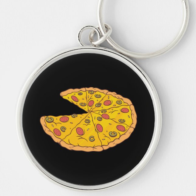 Yummy Sliced Pizza Cartoon Design Keychain (Front)
