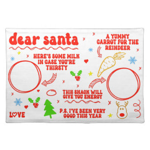 Yummy Snacks For Santa And Reindeer Cloth Placemat