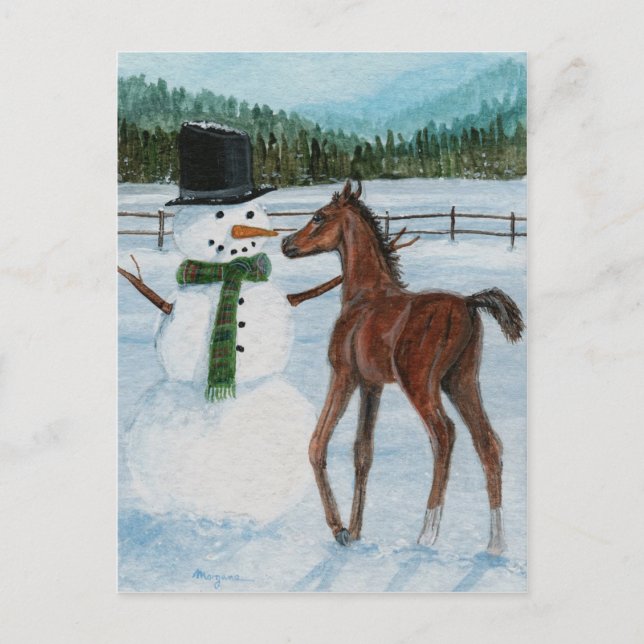 Yummy Snowman Foal Christmas postcard (Front)