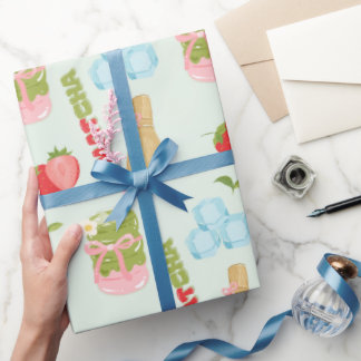 Yummy Strawberry Matcha with Ribbon Wrapping Paper
