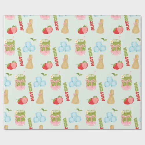 Yummy Strawberry Matcha with Ribbon Wrapping Paper