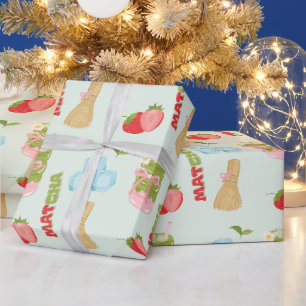 Yummy Strawberry Matcha with Ribbon Wrapping Paper