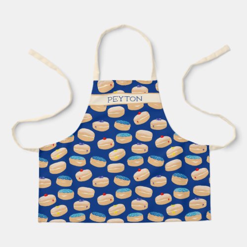 Yummy Sufganiyot Jelly Donuts Hanukkah Pattern Apron