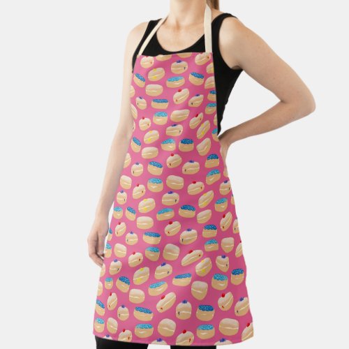 Yummy Sufganiyot Jelly Donuts Hanukkah Pattern Apron