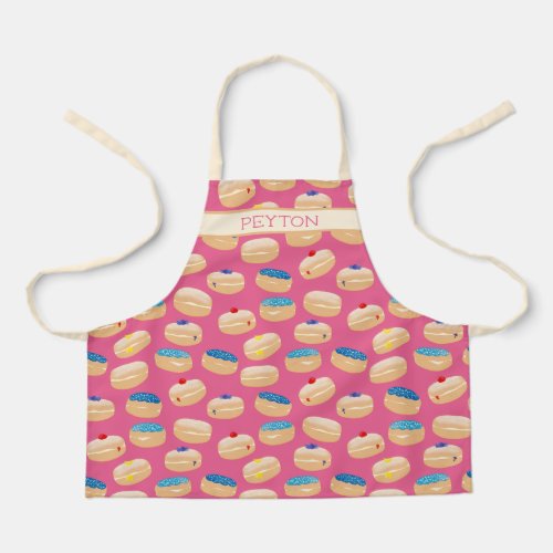 Yummy Sufganiyot Jelly Donuts Hanukkah Pattern Apron