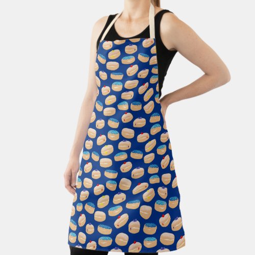 Yummy Sufganiyot Jelly Donuts Hanukkah Pattern Apron