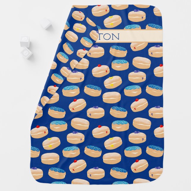 Yummy Sufganiyot Jelly Donuts Hanukkah Pattern Baby Blanket (In Situ)