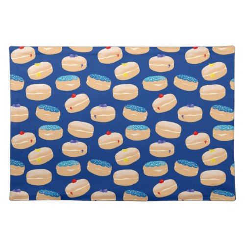 Yummy Sufganiyot Jelly Donuts Hanukkah Pattern Cloth Placemat