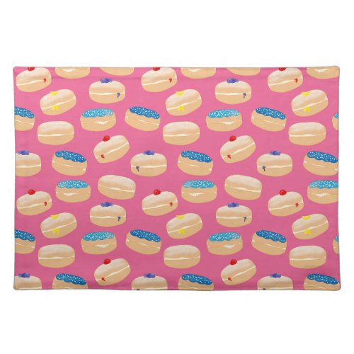 Yummy Sufganiyot Jelly Donuts Hanukkah Pattern Cloth Placemat