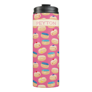 Yummy Sufganiyot Jelly Donuts Hanukkah Pattern Thermal Tumbler