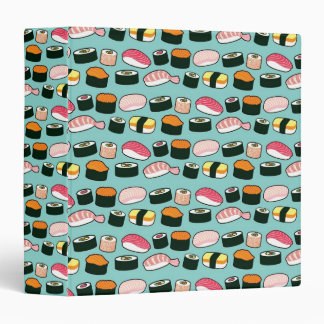 Yummy Sushi Fun Illustrated Pattern 3 Ring Binder