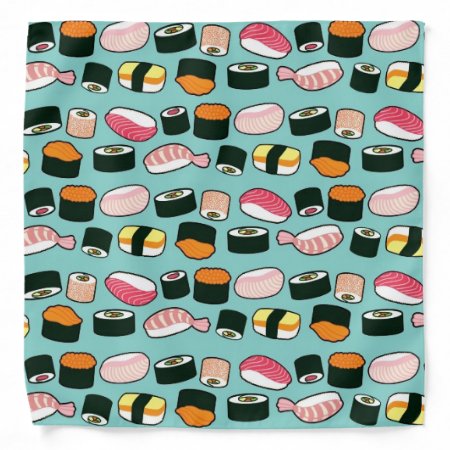 Yummy Sushi Fun Illustrated Pattern Bandana