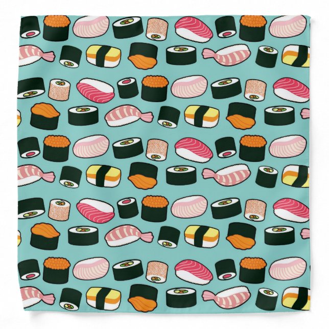 Yummy Sushi Fun Illustrated Pattern Bandana (Front)
