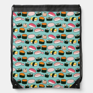 Yummy Sushi Fun Illustrated Pattern Drawstring Bag