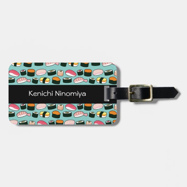 Yummy Sushi Fun Illustrated Pattern Luggage Tag (Front Horizontal)