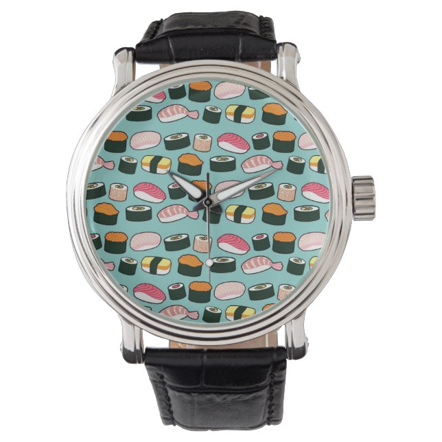 Yummy Sushi Fun Illustrated Pattern Watch (Front)