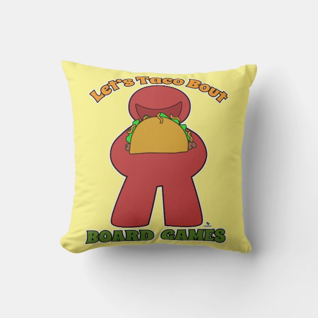 Yummy Taco Bout Board Games Meeple Art Throw Pillow (Front)