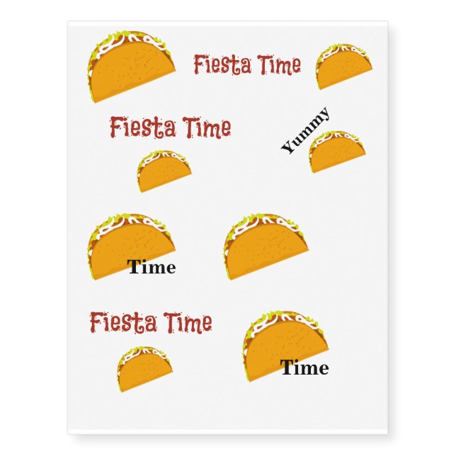 Yummy Taco Fiesta Temporary Tattoos (Front)