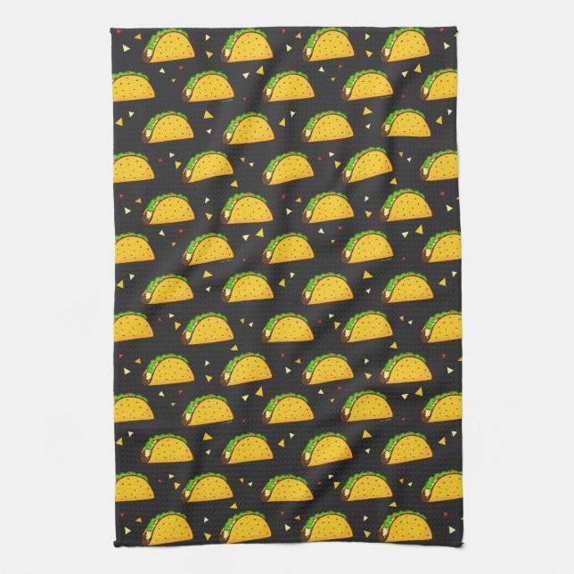 Yummy Taco Pattern Kitchen Towel (Vertical)