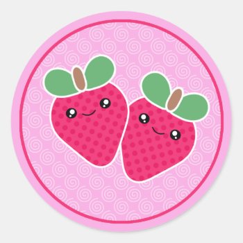 Yummy Treats Strawberry Kawaii Stickers by mariannegilliand at Zazzle