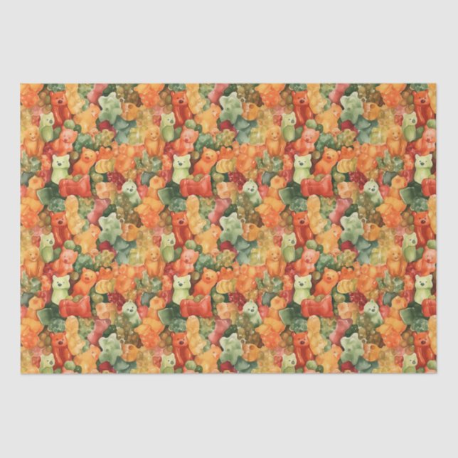 Yummy Watercolor Gummy Bear Pattern Tissue Paper (Front)