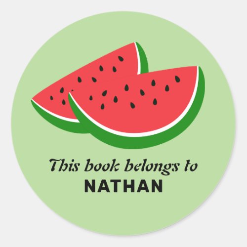 Yummy Watermelons Custom Name Book Plate