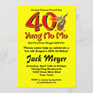 Yung No Mo 40th Birthday Invitation