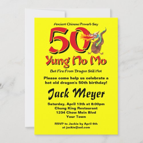 Yung No Mo 50th Birthday Invitation