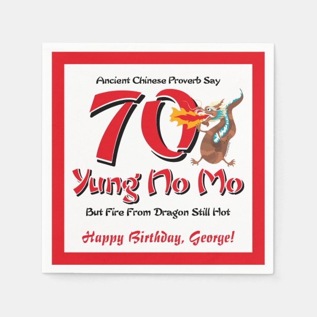 Yung No Mo 70th Birthday Paper Napkins (Front)