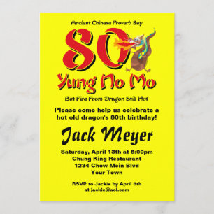 Yung No Mo 80th Birthday Invitation
