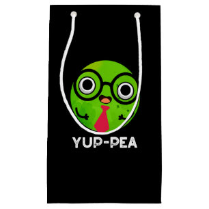 Yup-pea Funny Yuppie Veggie Pea Pun Dark BG Small Gift Bag