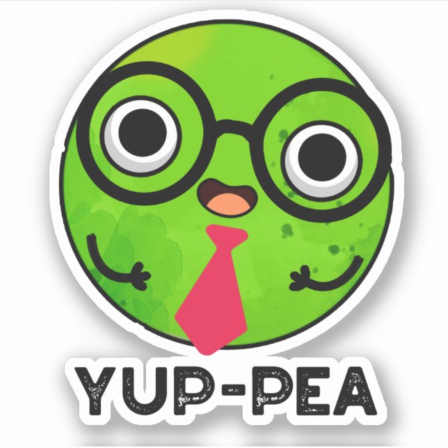 Yup-pea Funny Yuppie Veggie Pea Pun  Sticker (Front)