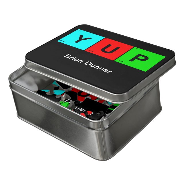 YUP Periodic Table of Elements Custom Text Jigsaw Puzzle (Lid Open)