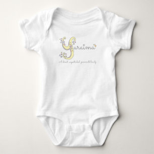 Yuraima girls name meaning Y monogram hearts Baby Bodysuit