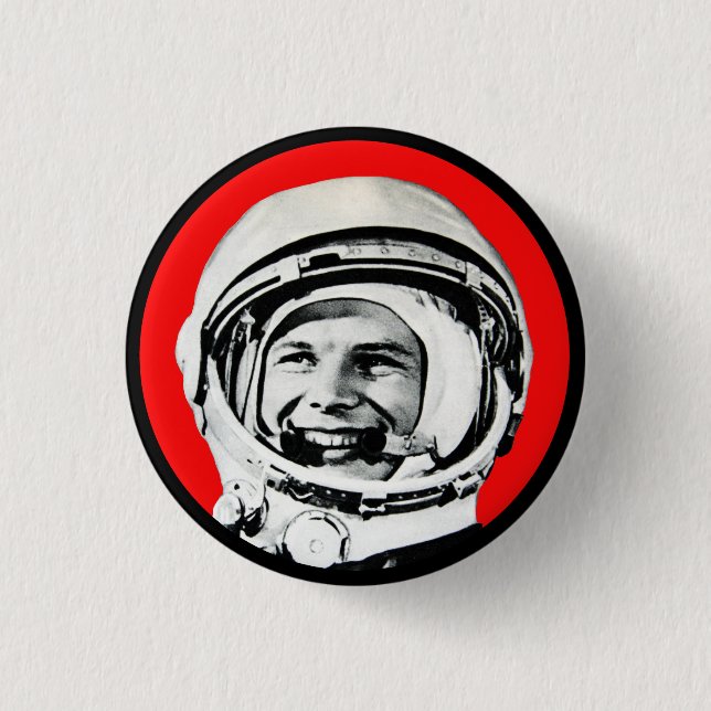 Yuri Gagarin - Soviet Hero & Cosmonaut Pinback Button (Front)