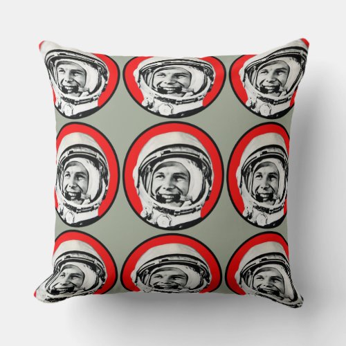 Yuri Gagarin _ Soviet Hero  Cosmonaut Throw Pillow