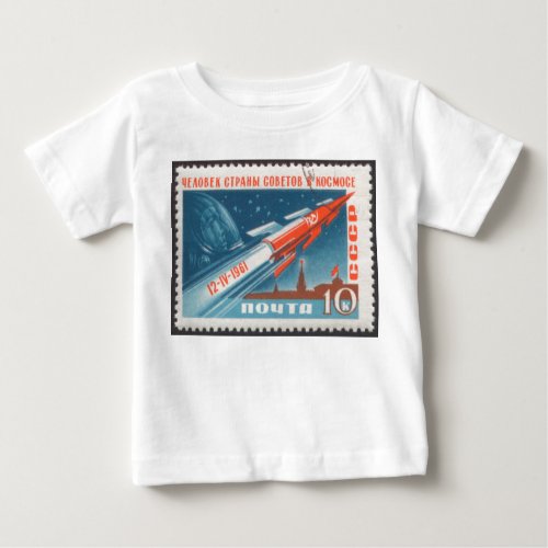 Yuri Gagarin Vostok 1 is 1st Man in Space Baby T_Shirt