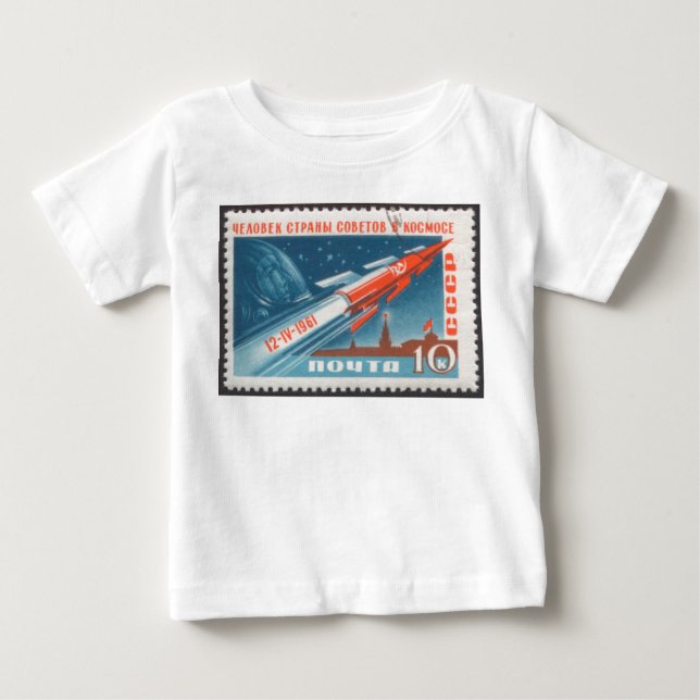 Yuri Gagarin Vostok 1 is 1st Man in Space Baby T-Shirt (Front)