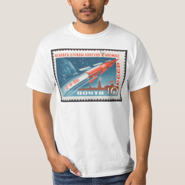 Yuri Gagarin Vostok 1 is 1st Man in Space T-Shirt (Front)